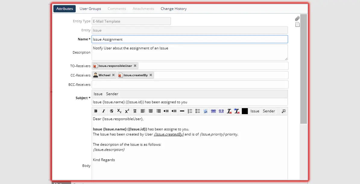 Email notifications in XORICON IssueTracker
