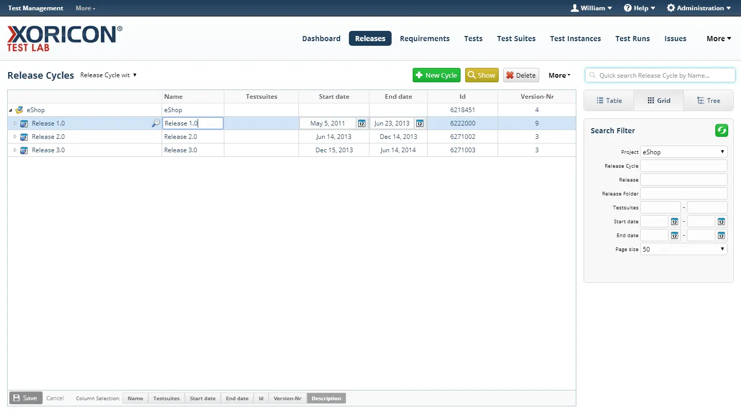 Release management in XORICON TestLab
